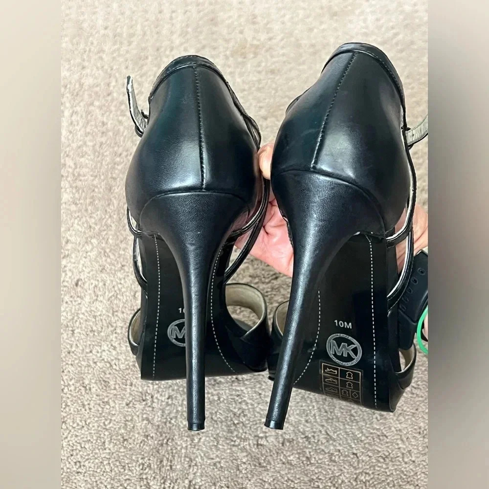 MICHAELβ KORS Belle Open Toe Leather Heels - Picture 3 of 11